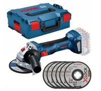 Bosch Gwx 18V-7 X-Lock 18V 115mm Brushless Angle Grinder Bare Lboxx + 6 Discs