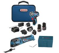 BOSCH GXL12V-270B22 12V Max 2-Tool Combo Kit with Chameleon Drill/Driver Featuring 5-in-1 Flexiclick® System and Starlock® Oscillating Multi-Tool