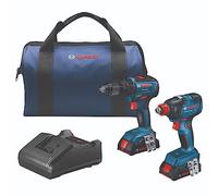 Bosch GXL18V-240B22 18V 2-Tool Combo Kit with 1/2 In. Hammer Drill/Driver, Freak 1/4 In. and 1/2 In. Two-In-One Bit/Socket Impact Driver and (2) 2.0 Ah SlimPack Batteries