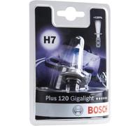 Bosch H7 (477) Plus 120 Gigalight Halogen Headlight Bulb, 12 V 55 W, 120% more Light - Socket PX26d - 1 Replacement Car Light Bulb