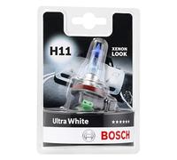 Bosch H11 (448) Ultra White Halogen Headlight Bulb, 12 V 55 W, Modern White LED Look - Socket Type PGJ19-2 - 1 Replacement Car Light Bulb