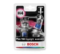 Bosch H4 (472) Plus 150 Gigalight Halogen Headlight Bulbs, 12 V 60/55 W, 150% more Light - Socket Type P43t - Pack of 2 Replacement Car Light Bulbs