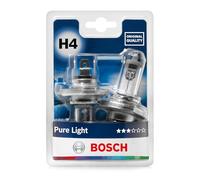 Bosch H4 (472) Pure Light Halogen Headlight Bulbs, 12 V 60/55 W, Original Quality - Socket Type P43t - Pack of 2 Replacement Car Light Bulbs