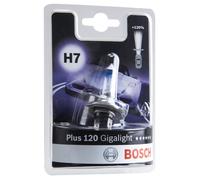 Bosch H7 (477) Plus 120 Gigalight Halogen Headlight Bulb, 12 V 55 W, 120% more Light - Socket PX26d - 1 Replacement Car Light Bulb