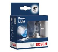 Bosch H7 (477) Pure Light Halogen Headlight Bulb, 12V 55 W, Original Quality - Socket Type PX26d - Pack of 2 Replacement Car Light Bulbs