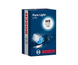 Bosch H9 (709) Pure Light Halogen Headlight Bulb, 12 V 65 W | Original Quality - 1 Replacement Car Light Bulb
