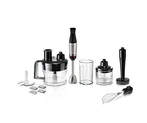 Bosch, Hand Blender, ErgoMaster 6 Series, 1000 Watt Air-Cooled Motor, Extra Wide Speed Variator, QuattroBlade System Pro Mixing System, Accessories Included, MSM6M673