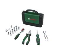 Bosch Mobility Hand Tool Set 26-Piece (Compact and Portable Tool Kit for DIY Tasks; Optimal Choice on The Road; 1/4" Ratchet; Combination Pliers; Universal Screwdriver; in Fabric Bag)