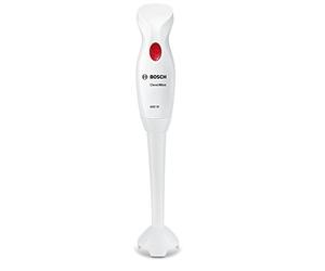Bosch Hausgeräte CleverMixx MSM14000 hand blender, removable mixer foot, ergonomic handle, lightweight housing, 4-blade knife, easy cleaning, 400 W, white/red