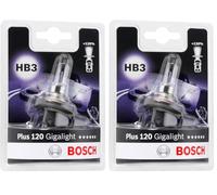 Bosch HB3 (9005) Plus 120 Gigalight Halogen Headlight Bulb, 12 V 60 W, 120% more Light - Socket P20d - 1 Replacement Car Light Bulb (Pack of 2)