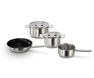 Bosch HEZ9SE040 Hob Accessories, 4-Piece Cookware Set: 3 Pots and 1 Pan, for Electric Hobs and Induction Hobs, Made in Germany
