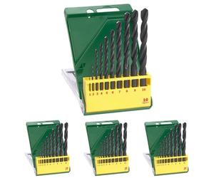 Bosch Home and Garden 2607019442 10 Piece Metal HSS-R Drill Bit Set, Black (Pack of 4)