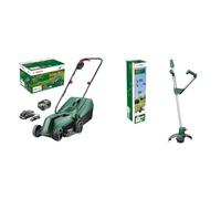 Bosch Home and Garden Cordless Lawnmower EasyMower 18V-32-150 & Cordless Grass Trimmer UniversalGrassCut 18V-26