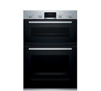 Bosch Home & Kitchen Appliances Bosch MBS533BS0B Serie 4 Built-in Double Oven with EcoClean Direct, 3D Hotair, LED display and 2 Universal Slimline Pans, Stainless steel