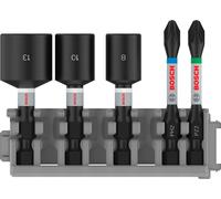 Bosch Impact Control PH2, PZ2 Screwdriver Bit & Tek Nut Set 5 Piece