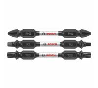 BOSCH ITDEV2503 3-Piece 2-1/2 in. Impact Tough Screwdriving Double-Ended Screwdriving Bits Mixed Set Including PH2, SQ2, T25 Bits