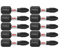 BOSCH ITPH2R1B 10-Pack 1 in. Phillips #2R Impact Tough Screwdriving Reduced Insert Bits