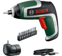 Bosch IXO 7 Cordless Screwdriver 3.6V With Angle Attachment, 10 Bits, Case Green
