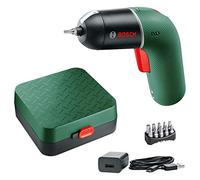 Bosch IXO cordless screwdriver set (6th generation, green, with IXO angle and IXO eccentric attachments, infinitely variable speed control, rechargeable via micro USB cable