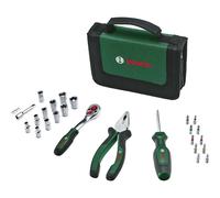 Bosch Mobility Hand Tool Set 26-Piece (Compact and Portable Tool Kit for DIY Tasks; Optimal Choice on the Road; 1/4" Ratchet; Combination Pliers; Universal Screwdriver; in Fabric Bag)