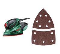 Bosch Multischleifer PSM 100 A (100 Watt, im Koffer) + 2609256A63 Sanding Sheet Set for Multi-Sanders (10-Piece)