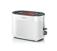 Bosch MyMoment Delight TAT2M121GB - Compact 2-Slice Toaster with Reheat/Defrost, Integrated Bun Warmer, Auto Shut-Off, High Lift and Crumb Tray, in White