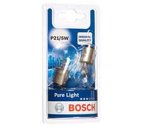 Bosch 1987301016, Car Light Bulb, P21/5W Pure Light, Brake Light, Turn Signal, Taillight, Licence Plate Light