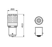 Bosch -P21W (- 382) LED Retrofit Car Light Bulbs - 12 V 1 W BA15s - 2 Bulbs