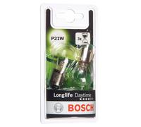 Bosch P21W (382) Longlife Daytime Halogen Headlight Bulbs, 12 V 21 W, Long-lasting - Socket Type BA15s - Pack of 2 Replacement Car Light Bulbs