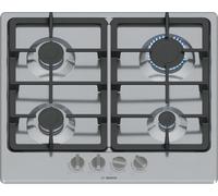 Bosch, Series 4, PGP6B5K90 60cm Gas Hob with 4 burners, 2 Dishwasher suitable cast iron pan supports, new standard sword dials, Front control