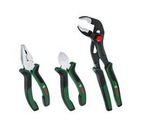 Bosch Pliers Premium Set 3-Piece (Precise, Long-Lasting Combination, Diagonal Side Cutter and Water Pump Pliers for Robust Multitasking; Ergonomic Softgrip; Nickel-Plated Surface) - Amazon Edition