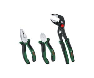 Bosch Pliers Premium Set 3-Piece (Precise, Long-Lasting Combination, Diagonal Side Cutter and Water Pump Pliers for Robust Multitasking; Ergonomic Sof