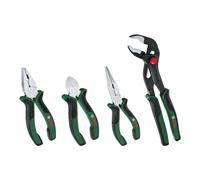 Bosch Pliers Set 4-Piece (4X Precise, Long-Lasting Diagonal Side Cutter, Combination and Long-Nose and Water Pump Pliers for Robust Multitasking; Ergonomic Softgrip; Nickel-Plated Surface)