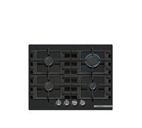 Bosch Pnp6B6K40, 60Cm Gas Hob, 4 Burners, Front Control, 4 Dishwasher Suitable Cast Iron Pan Supports, New Standard Sword Dials, Tempered Glass One Colour