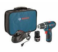 Bosch Power Tools Drill Kit - PS31-2A - 12V, 3/8 Inch, Two Speed Driver, Cordless Drill Set - Includes Two Lithium Ion Batteries, 12V Charger, Screwdriver Bits & Soft Carrying Bag, Blue