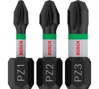 Bosch Pro 3 Piece Impact Control Torsion Pozi Screwdriver Bits Assorted Pozi 25mm Pack of 3