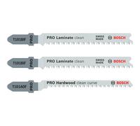 Bosch 3x PRO Laminate Jigsaw Blade Set 3-Piece for T-Shank (for Parquet, Solid Laminate Vinyl, PVC, Length mm, Professional Accessory Jigsaw)