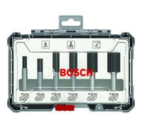 Bosch Professional 6 pcs. Straight Router Bit Set (for Wood, Ø 1/4 inch Shank, Accessory Router)