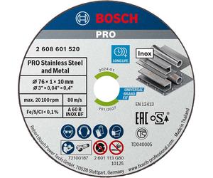 Bosch PRO 76mm Inox Cutting Disc for GWS 12V-76 Pack of 5 76mm 1mm 10mm
