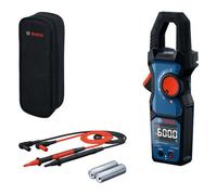 Bosch Professional Clamp Meter GMC 600-15 (True RMS Clamp Meter, AC Current up to 600 A, Voltage up to 600 V AC/DC, 2 x 1,5 V LR06 (AA), Measuring Strips MS 90, Pouch)