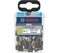 Bosch PRO Impact Screwdriver Bit T25 × 25mm Pack of 25 1/4" Hex 2607002806