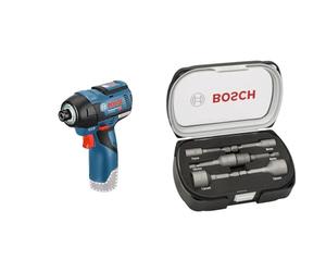 Bosch Professional 06019E0002 10.8 V GDR Li-Ion Brushless Impact Driver Bare Unit - Blue + 2608551079 6-Piece nutsetter Set 50 mm 6, 7, 8, 10, 12, 13 mm, Grey, BPSTL17627-2608551079