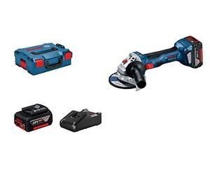 Bosch Professional 06019H9070 18V System Gws 18 V-7 Angle Grinder, Protect Guard, Aux Handle, Mount Flange, Clamping Nut, Blue