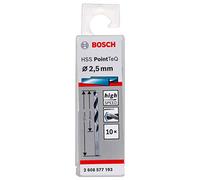 Bosch Professional 10-piece PointTeQ HSS Twist Drill Bit (for metal, 2.5 x 30 x 57 mm, drill driver accessories), ø 2.5 mm