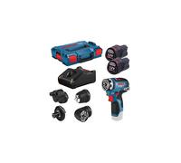 Bosch Professional 12V System GSR 12V-35 FC cordless drill/driver (incl. 4 FlexiClick adapters, 2x 3.0 Ah battery, GAL 12V-40 quick charger, in L-BOXX 102) - FlexiClick system