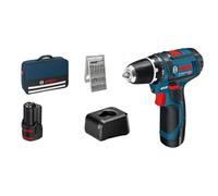 Bosch Professional 12V System Akkuschrauber GSR 12V-15 (inkl. 2x 2.0Ah Akku, Ladegerät GAL 12V-20, 25-tlg.-Bit-Set, in Tasche)