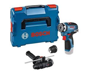 Bosch Professional 12V System Cordless Drill Driver GSR 12V-35 FC (incl. 1x Rotary Hammer Attachment, 1x Drill Chuck Attachment, Auxiliary Handle, L-BOXX)
