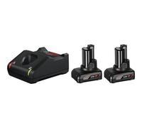 Bosch Professional 2x 6.0ah Gal 12v-40 Charger And Battery Black