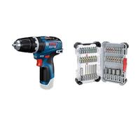 Bosch Professional 12V System GSB 12V-35 Cordless Combi Drill (max. Torque Hard/Soft of 20/35 Nm, Without Battery/Charger) + 43x Extra Hard Screwdriver Bit Set (197 x 110.5 mm, Accessories)