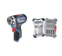 Bosch Professional 12V System GSR 12V-15 FC Cordless Drill/Driver + 35x Extra Hard Schrauberbit- und CYL-3 Bohrer-Set, 35-TLG. (197 x 110,5 mm, Zubehör)